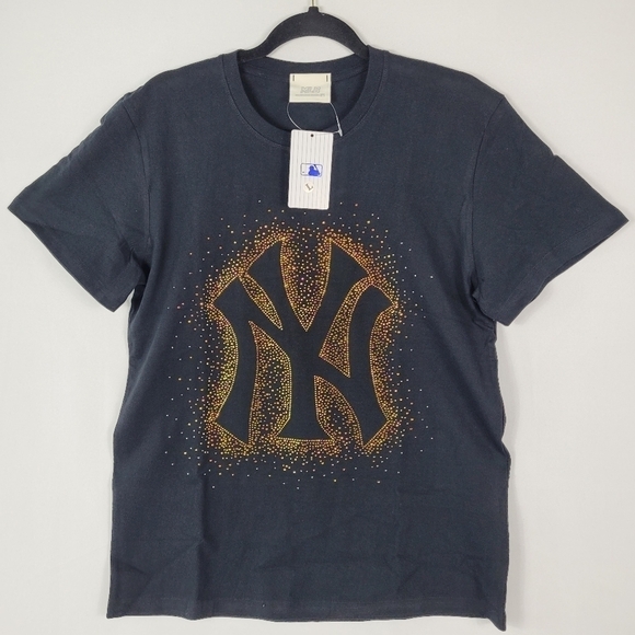 Women's New York Yankees MLB Rhinestone Baseball T-Shirt Bling Lady NWT Sz L - Picture 1 of 4